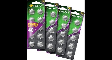 GP Extra Lithium CR2032 batterij - 40 stuks knoopcel batterijen CR2032 3V (CR 2032 batterij, DL2032)