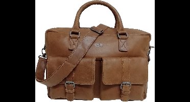 Castillo Hunter Milano Leren Westernbag / Laptoptas - Geschikt voor 15,6 inch Laptop | 28x40x12cm | Professioneel en Stijlvol | Laptop Tas Leer voor Dames & Heren - Cognac