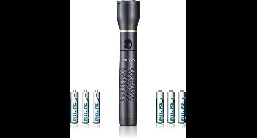 Philips Zaklamp - SFL7002T/10 - LED-zaklamp - Incl. 6 AA-Batterijen - 1200 lumen - Zwart - IPX4 Waterdicht - Draagbare Lamp - Outdoor