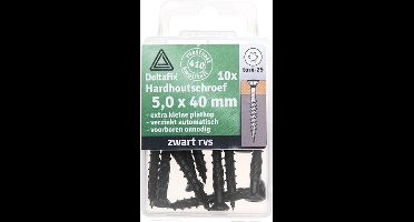Deltafix Hardhoutschroeven Zwart RVS 5 x 50 mm - 10 stuks