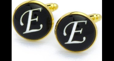 Manchetknopen - Letters Initialen Letter E Goud Zwart