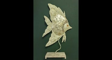 Vis - sier vis - op voet - Metaal - Decoratie - Parlemoer - 54x31x10cm