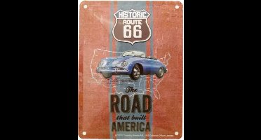 Wandbord - 15 x 20 cm - Historic US Route 66 - Porsche