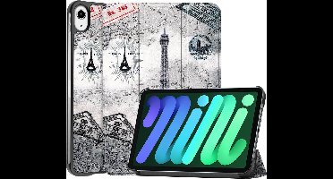 Hoes - Geschikt voor Apple iPad Mini 6 (2021) - 8.3 inch - 6e Generatie - Dun & Stevig - Trifold Bookcase - Hard Cover - Hardcover Book Case - Tablet Hoesje - Eiffeltoren