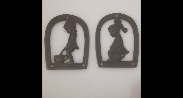 MadDeco - gietijzer - toiletbordje - boy - girl - set van 2