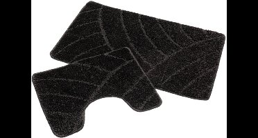 Badmat Set Nevada – Douchemat 50x80 cm & WC Mat 40x50 cm – Zachte Chenille Badkamermat – Antislip – Wasbaar – Oeko-Tex– Zwart