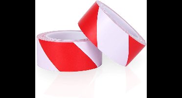 Waarschuwingstape - Rood + Wit - 50 mm x 100 meter