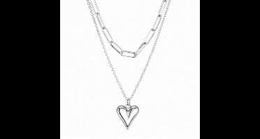 Luxe ketting -Stijlvolle ketting - Roestvrijstalen - hart hanger ketting -Cadeau Voor Vrouwen- cadeau -Valentijn - Liefde - Verrassing