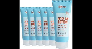 Derma After Sun Lotion 6 x 200 ml - Aftersun met Aloe Vera, Shea Butter en Glycerine - Parfumvrij - AllergyCertified