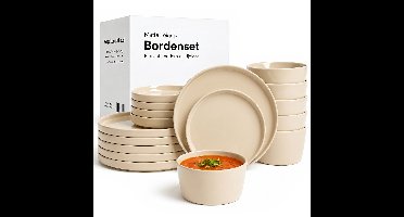 Luft Serviesset 6 Persoons - Restaurant Bordenset - Kommen - Eetborden - Modern - Massief Aardewerk, Keramiek - Creme/beige/wit - 18 delig