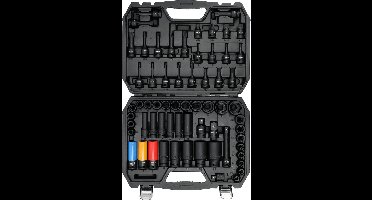 Professionele Krachtdoppenset 1/2" - 64-delig - Hoogwaardig CrMo Chroom-molybdeenstaal - Slagmoersleutel Set met Torx, Hex & Spline - Inclusief Stevige Koffer