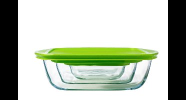 Pyrex - Cook & Store Schaal Vierkant met Deksel 2,2 liter - Glas - Transparant