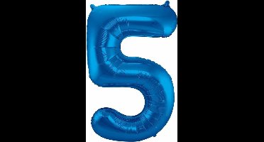 Folat Verjaardag Leeftijd folieballon - 5 jaar - blauw - 86 cm - cijferballon groot