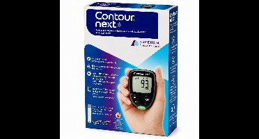 Ascensia Contour Next Bloedglucosemeter Starterset – Meter + 5 Teststrips + 5 Lancetten + Prikapparaat + Opbergtasje