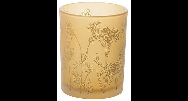 Theelichthouder Flowers Geel 10x10xh12,5 Cm Glas