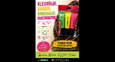 Stabilo Neon 3 pack Geel roze en Groen