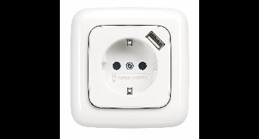 Busch-Jaeger Reflex SI Wandcontactdoos met USB Alpine-wit Inclusief Afdekraam