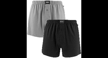 Hugo Boss heren BOSS jersey 2P wijde boxershorts zwart & grijs