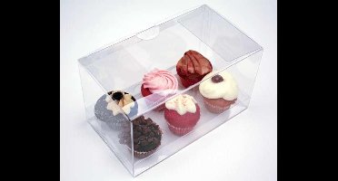 Plastic Gift Boxes for 6 mini Cupcakes or muffins 17.8x10.2x7.6cm (100 pieces)