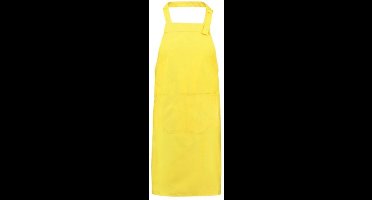 Keukenschort - "Royal Chef" - geel - blanco - polyester / katoen - 75 x 85 cm