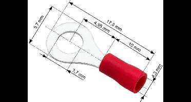 Ringkabelschoen Rood 3.7-5.7 mm - Gat diameter 4,3 mm - M3 - 100 Stuks