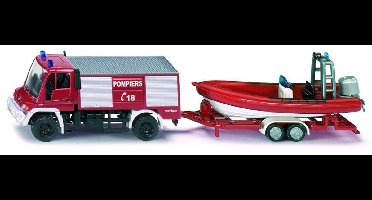 Siku 1636 001, Franse Brandweerunimog met Boot, metaal/kunststof
