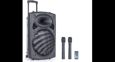 Qtx QR12PABT Mobiele Bluetooth PA Luidspreker Box Accu Trolley USB/SD/VHF 700W