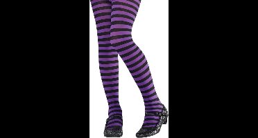 Panty zwart paars gestreept kinderen