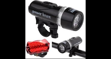 LED Fietslamp Set Koplamp & Achterlicht - Power Beam Voorlamp & Achterlamp- Incl Batterijen