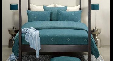 De Witte Lietaer Snow - Flanel - Dekbedovertrek - Lits-jumeaux - 260x220 cm + 2 kussenslopen 60x70 cm - Pagoda blue