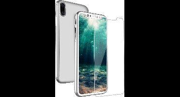 360 Graden Mat Hoesje Zilver geschikt voor Apple iPhone Xs / X + Screenprotector Gehard Glas - Full Coverage van iCall
