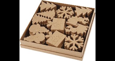 Wintervormen (36 stuks) - Assortiment van 6 Verschillende Winterse Designs in Papier-maché