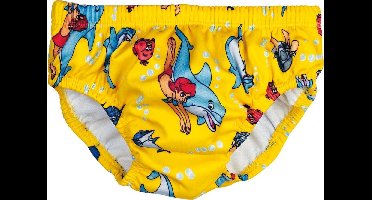 BECO baby zwemluier, slip-vorm, dolfijntjes motief, geel, maat L