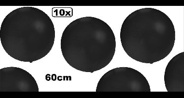 10x Super ballon 60cm zwart - Ballon mega begrafenis zwart feest festival black and white carnaval halloween horror