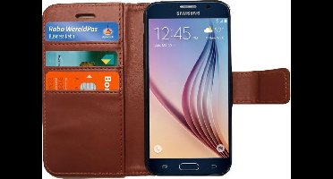 Hoesje geschikt voor Samsung Galaxy S6 Book Case Portemonnee - Cover voor 3 Pasjes Bruin