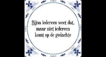 Tegeltje met Spreuk (Tegeltjeswijsheid): Bijna iedereen weet dat, maar niet iedereen komt op de gedachte + Kado verpakking & Plakhanger