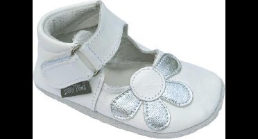 babyslofjes Amanda wit met zilveren bloem