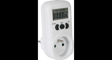 Perel Energiemeter, lcd-scherm, 230 V, 16 A, 3600 W, Franse aarding type E, wit