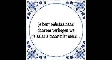 Tegeltje met Spreuk (Tegeltjeswijsheid): Je bent onbetaalbaar, daarom verhogen we je salaris maar niet meer + Kado verpakking & Plakhanger