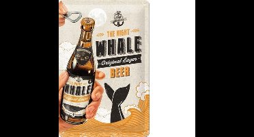 The Night Whale Beer Metalen wandbord in reliëf 20x30 cm.