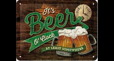 Tick Tock Beer o' Clock - Metalen wandbord in reliëf 15x20 cm