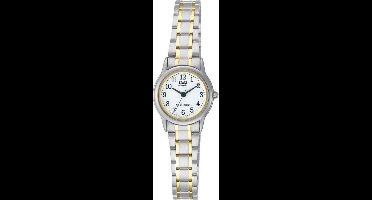 Q&Q Q589J404Y - Horloge - Analoog - Dames - Vrouwen - stalen band - Rond - Cijfers - Staal - Zilverkleurig - Goudkleurig - Wit - 3ATM