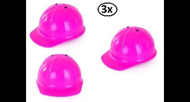 3x Verstelbare bouwhelm pink/roze - optocht Bouw helm party thema feest fun carnaval