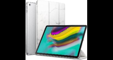 Hoes geschikt voor Samsung Galaxy Tab S5e - Smart Book Case Tri-Fold Hoesje - iCall - Marmer Wit