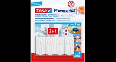 Tesa Powerstrips gordijnhaken bruin 4 haken + 6 strips