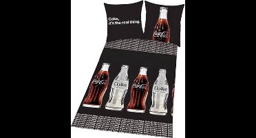 Coca Cola flanel dekbedovertrek Zwart 1-persoons (140x200 cm + 1 sloop) (4 bottles)