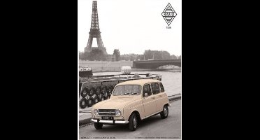metalen wandbord Renault 4 Eiffeltoren 30x40 cm