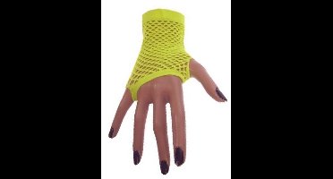 PartyXplosion - Handschoenen - Vingerloos - Net - Fluor geel