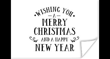 Poster Kerst quote "Wishing you a merry Christmas" tegen een witte achtergrond - 30x20 cm - Kerstmis Decoratie - Kerstversiering - Kerstdecoratie Woonkamer - Kerstversiering - Kerstdecoratie voor binnen - Kerstmis