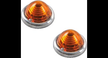 Benson Zijlamp markeringslamp - oranje - 70 mm - set van 2 - verchroomde ring - robuust ontwerp